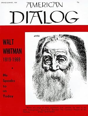 Seller image for WALT WHITMAN 1819-1969. In American Dialog. (Vol. 5, Number 3). Spring-Summer 1969. (Cover title). for sale by Blue Mountain Books & Manuscripts, Ltd.