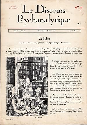 Bild des Verkufers fr Le Discours Psychanalytique. - Anne 3 - N 2 - Juin 1983. - Collubet zum Verkauf von PRISCA