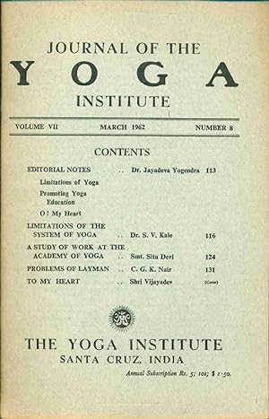 Journal of the Yoga institute.Volume VII. Number 8