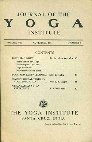 Journal Of the Yoga Institute. Volume VII. No 4