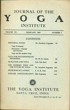 Journal of the yoga Institute. Volume VII. No 7