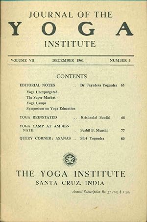 Journal of the Yoga Institute . Volume VII . No 5