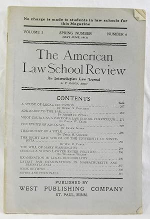 Seller image for The American Law School Review - An Intercollegiate Law Journal, May-June 1913 for sale by The BookChase