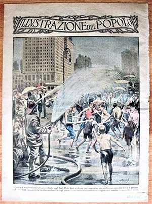 Vintage Print: Heatwave in New York- Firemen Helping People to Cool off