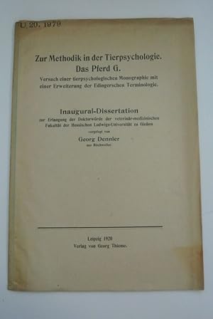 Zur Methodik in der Tierpsychologie. Das Pferd G. Inaugural-Dissertation (Universität Giessen).