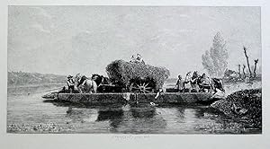 The Ferry Boat Etching by J. Veyrassat