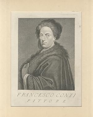 Francesco Conti, pittore. P. Ant. Pazzi delineò e scolpì. (Ritratto giovanile a mezzo busto, di 3...