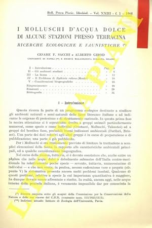 I molluschi d'acqua dolce di alcune stazioni presso Terracina. Ricerche ecologiche e faunistiche.