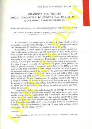 Bild des Verkufers fr Andamento del pescato della tonnarella di Camogli dal 1950 al 1974. Valutazioni bio-statistiche. zum Verkauf von Libreria Piani