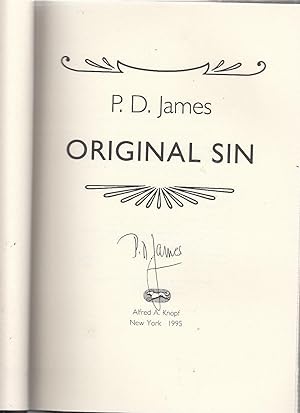 Image du vendeur pour Original Sin (Adam Dalgliesh Mystery) SIGNED BY THE AUTHOR mis en vente par Old Book Shop of Bordentown (ABAA, ILAB)