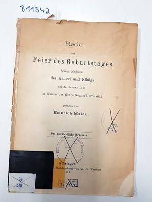 Bild des Verkufers fr Rede zur Feier des Geburtstages Seiner Majestt des Kaisers und Knigs am 27. Januar 1914 Das geschichtliche Erkennen zum Verkauf von Versand-Antiquariat Konrad von Agris e.K.