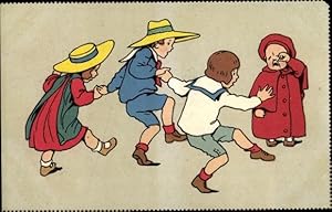 Bild des Verkufers fr Knstler Ansichtskarte / Postkarte Vier Kinder beim Spielen, Weinendes Kind zum Verkauf von akpool GmbH