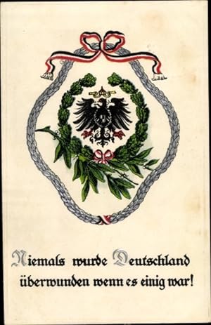 Wappen Präge Ansichtskarte / Postkarte Preußisches Wappen, Fahne Kaiserriech, Eichenblätter