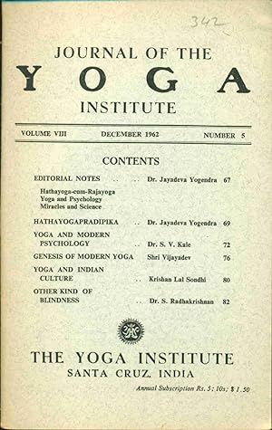 Journal of the Yoga Institute . Volume VIII No 5