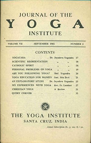 Journal of the Yoga Institute.Volume VII No 2