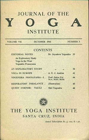 Journal of the Yoga Institute. Volume VII. No 3