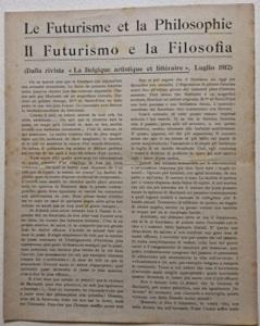 Il Futurismo e la Filosofia (testo in italiano e francese).