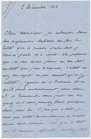 1863 French Writer and Photographer Maxime Du Camp Autograph Letter Signed