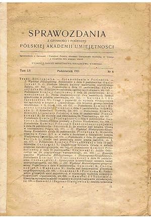 Sprawozdania - Tom LII - Pazdziernik 1951 - nr. 8