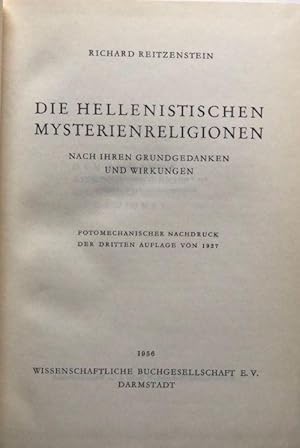 Immagine del venditore per Die hellenistischen Mysterienreligionen. Nach ihren Grundgedanken und Wirkungen. venduto da Antiquariat Lohmann