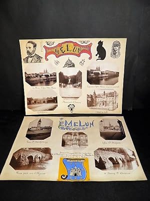 MELUN. Ensemble de 10 photographies originales, avec décors et illustrations manuscrits Belle Epo...