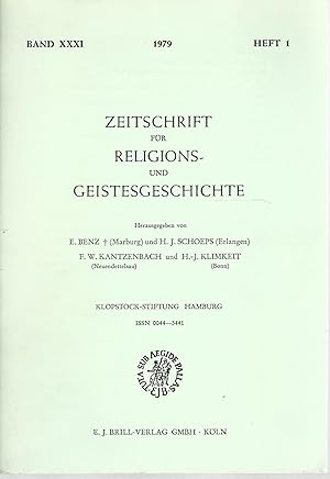 Imagen del vendedor de Zeitschrift fr Religions- und Geistesgeschichte. Band XXXI, Heft 1. a la venta por Lewitz Antiquariat