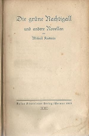 Bild des Verkufers fr Die grne Nachtigall und andere Novellen. zum Verkauf von Lewitz Antiquariat