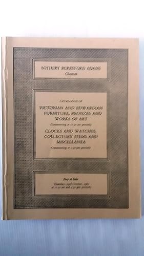 Sotheby Beresford Adams, Chester: Catalogue Of Victorian And Edwardian Furniture, Bronzes And Wor...