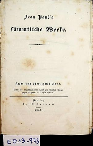 Bild des Verkufers fr Gesammelte Aufstze und Dichtungen (=Jean Paul's smmtliche Werke ; Bd. 32) zum Verkauf von ANTIQUARIAT.WIEN Fine Books & Prints