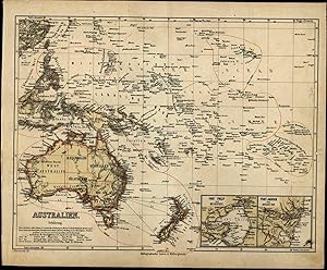 Oceania Australia New Zealand Jackson Port insets c.1867 Ravenstein detailed map