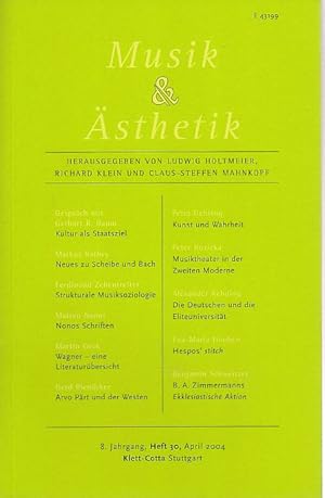 Bild des Verkufers fr Musik & sthetik. 8. Jg., Heft 30, April 2004. zum Verkauf von Fundus-Online GbR Borkert Schwarz Zerfa