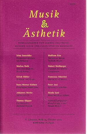 Bild des Verkufers fr Musik & stethik. 6. Jg., Heft 24, Oktober 2002. zum Verkauf von Fundus-Online GbR Borkert Schwarz Zerfa