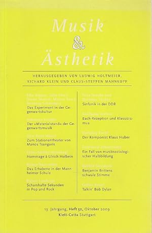 Seller image for Musik & sthetik. 13. Jg., Heft 52, Oktober 2009. for sale by Fundus-Online GbR Borkert Schwarz Zerfa