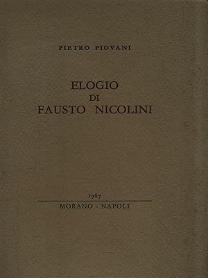 Bild des Verkufers fr Elogio di Fausto Nicolini zum Verkauf von Librodifaccia