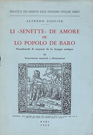 Seller image for Li "senette" de amore de lo popolo de Baro. Strambuotti and canzuni de lo tiempo antiquo. for sale by librisaggi