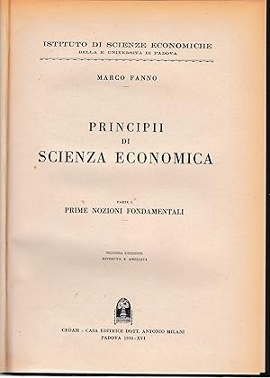 Principi di scienza economica. Parte I. Prime nozioni fondamentali