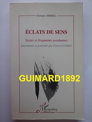 Seller image for Eclats de sens textes et fragments posthumes (Critiques littraires) for sale by Librairie Michel Giraud