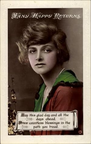 Präge Passepartout Ansichtskarte / Postkarte Dame mit Perlenkette, Portrait, Gedicht