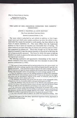 Seller image for The Laws of Soil Colloidal Behavior: XIII. Osmotic Imbibition; for sale by books4less (Versandantiquariat Petra Gros GmbH & Co. KG)