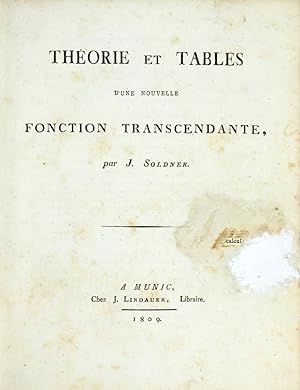 Seller image for Thorie et tables d'une nouvelle fonction transcendante. for sale by Schsisches Auktionshaus & Antiquariat