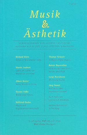 Bild des Verkufers fr Musik & sthetik.7. Jg., Heft 27, Juli 2003. zum Verkauf von Fundus-Online GbR Borkert Schwarz Zerfa
