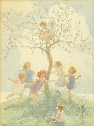 "Springtime, Children As Apple Blossom Fairies" ORIGINAL WATERCOLOUR