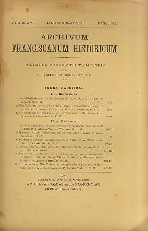 ARCHIVUM franciscanum historicum. Periodica publicatio trimestris cura pp. Collegii D. Bonaventur...