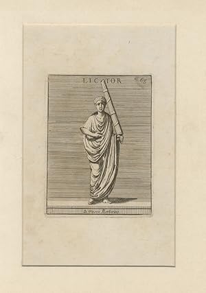 Lictor. (Littore romano in toga ritratto a figura intera, frontale: colla mano destra piegata al ...