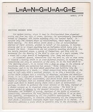 Bild des Verkufers fr L=A=N=G=U=A=G=E 2 (Language, Volume 1, Number 2, April 1978) zum Verkauf von Philip Smith, Bookseller