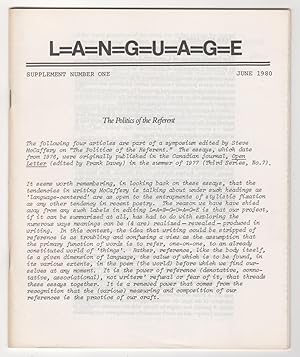 Imagen del vendedor de L=A=N=G=U=A=G=E Supplement Number 1 (Language, One; "The Politics of the Referent," June 1980) a la venta por Philip Smith, Bookseller