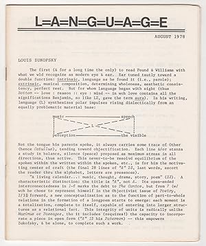 Bild des Verkufers fr L=A=N=G=U=A=G=E 4 (Language, Volume 1, Number 4, August 1978) zum Verkauf von Philip Smith, Bookseller