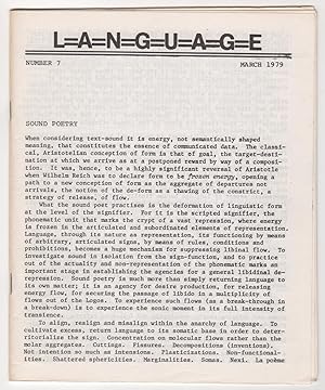 Image du vendeur pour L=A=N=G=U=A=G=E 7 (Language, Volume 2, Number 1, March 1979) mis en vente par Philip Smith, Bookseller