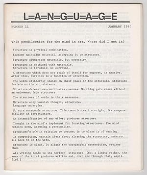 Seller image for L=A=N=G=U=A=G=E 11 (Language, Volume 3, Number 1, January 1980) for sale by Philip Smith, Bookseller