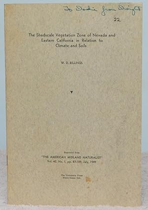 Imagen del vendedor de The Shadscale Vegetation Zone of Nevada and Eastern California in Relation to Climate and Soils a la venta por Argyl Houser, Bookseller